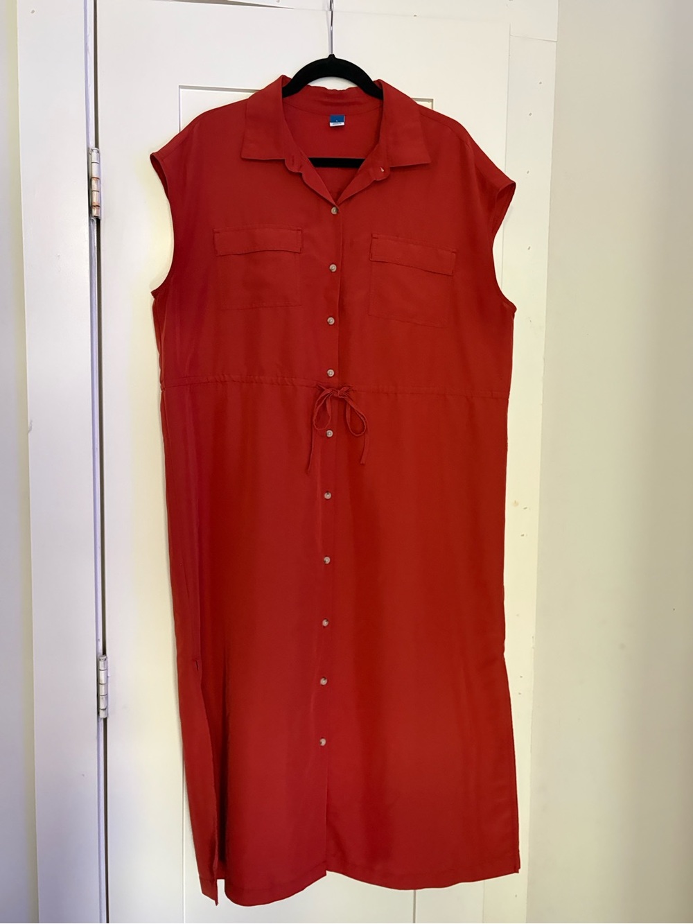 Old Navy Orange Sleeveless Button-Front Shirtdress